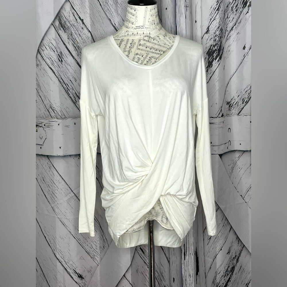 Express Twist Front Long Sleeve Top Cream XS